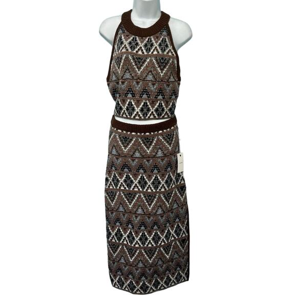 Mother Brown Midnight Walk Lone Star Halter Crop Top Sweater Skirt Set S NEW Tag - Picture 1 of 16